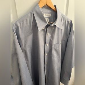 BROOKS BROTHERS Mens Size 17 1/2 / 34 Blue Button Down Long Sleeve Shirt